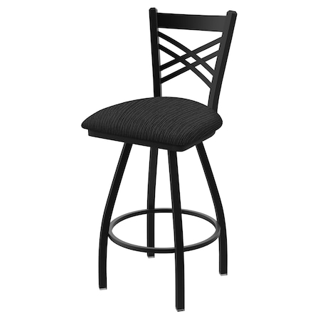 30 Swivel Bar Stool,Black Wrinkle,Graph Coal Seat